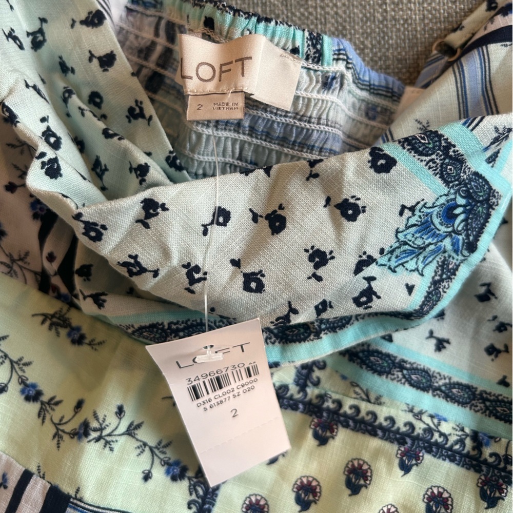 LOFT Blue and Green Patchwork Cami Mini Dress NWT - image 2